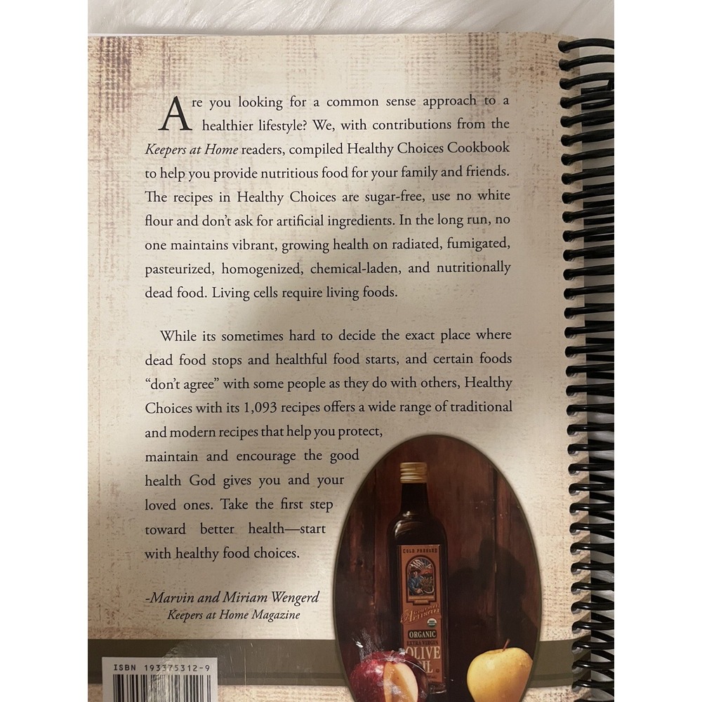 Healthy Choices Cookbook Keepers at Home 1093 Recipes Sugar Free Spiral Bound - Picture 2 of 2